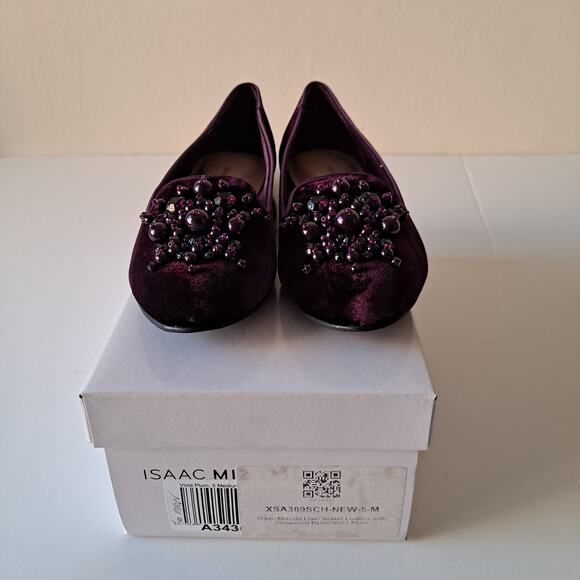 NWB Isaac Mizrahi Live! Velvet Loafers Ornament Detail Vivid Plum Women Size 5 M - Picture 13 of 14